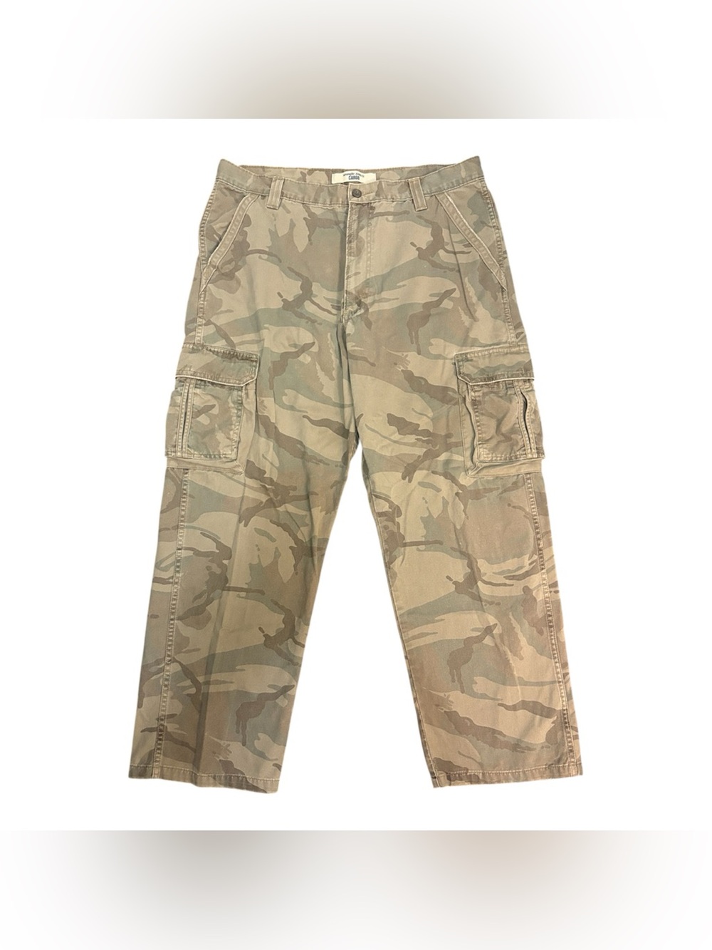 Y2K Vintage Wrangler Men's Camo Cargo Utility Grunge Pants - Tan/Olive 36/30